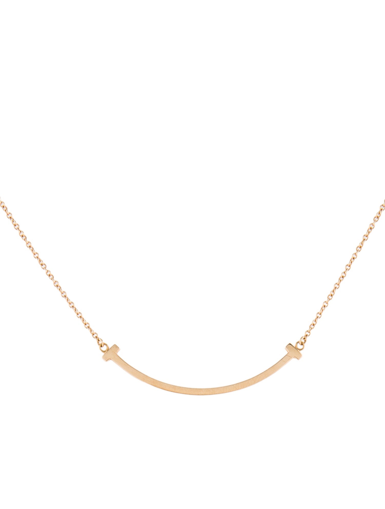 Tiffany & Co. 18K T Smile Pendant Necklace