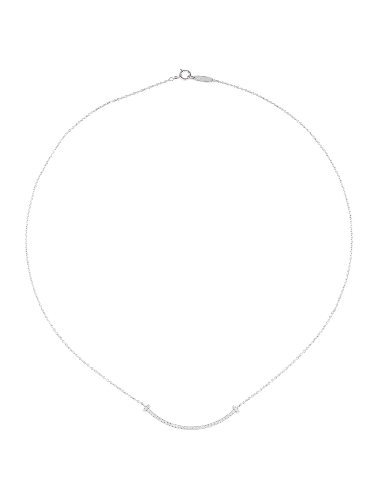Tiffany & Co. 18K Diamond T Smile Pendant Necklace, Small