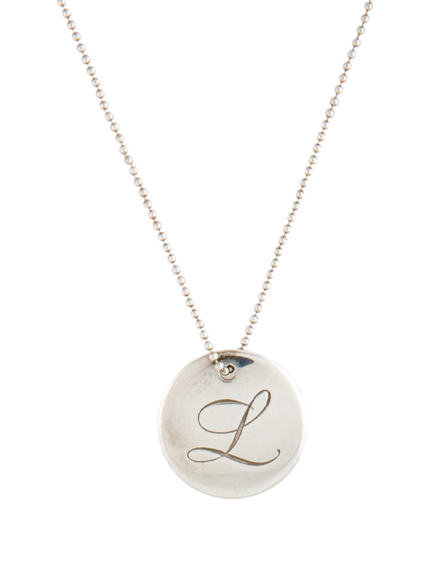 Tiffany & Co. Notes Alphabet Initial 'L' Disc Charm Pendant