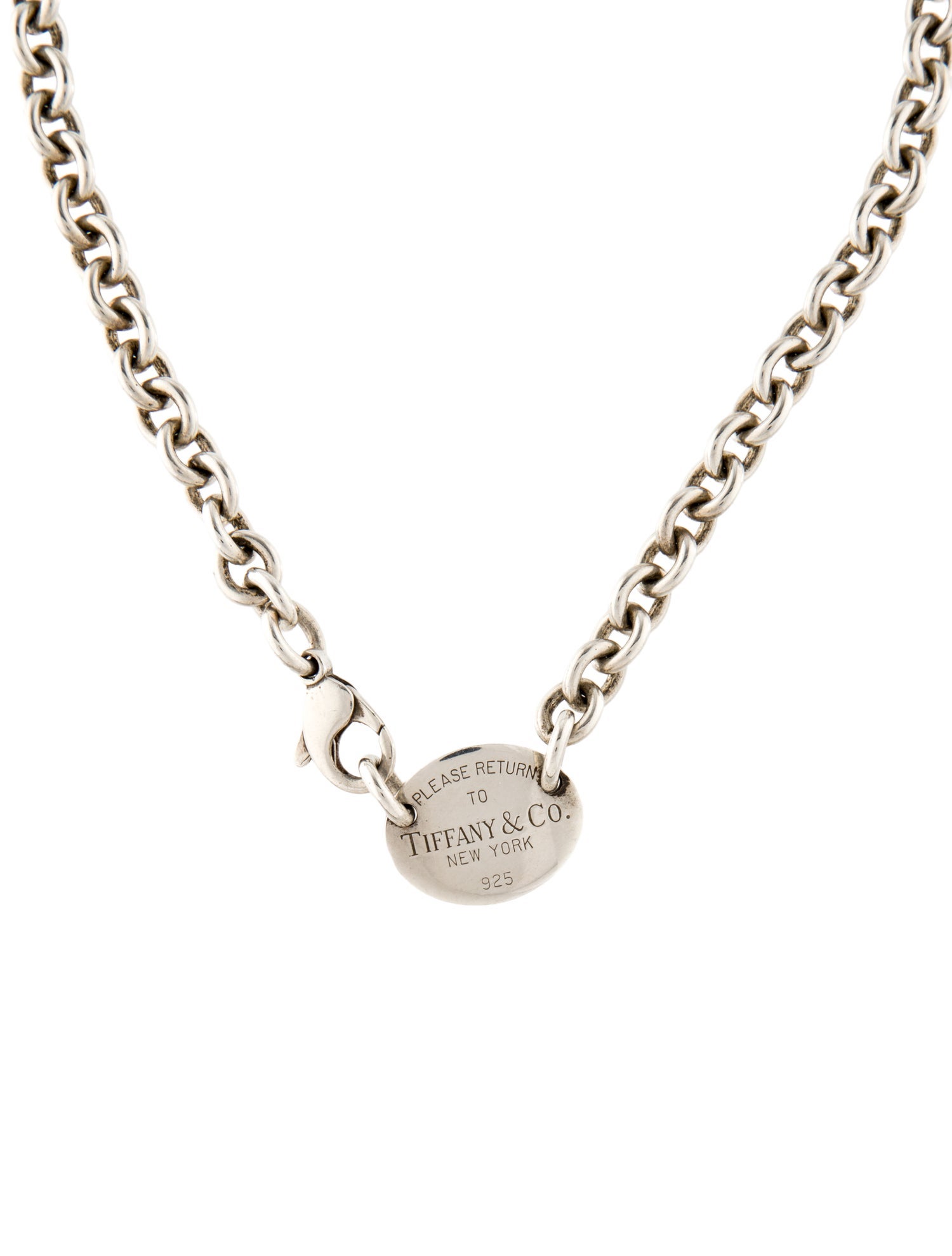 Tiffany & Co. Oval Tag Chain Link Choker Necklace