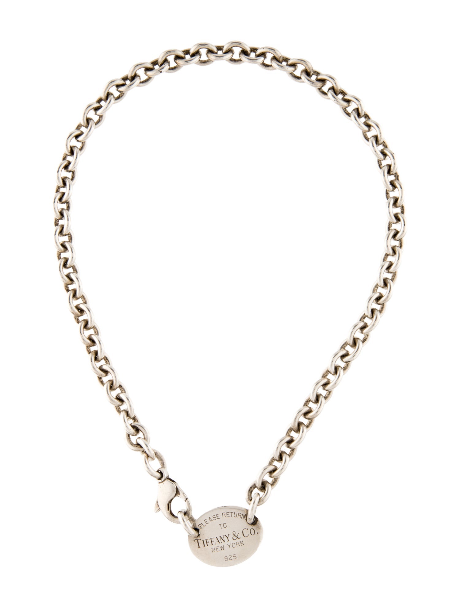 Tiffany & Co. Oval Tag Chain Link Choker Necklace