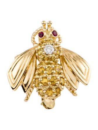 Tiffany & Co. 18K Ruby, Sapphire & Diamond Bee Brooch