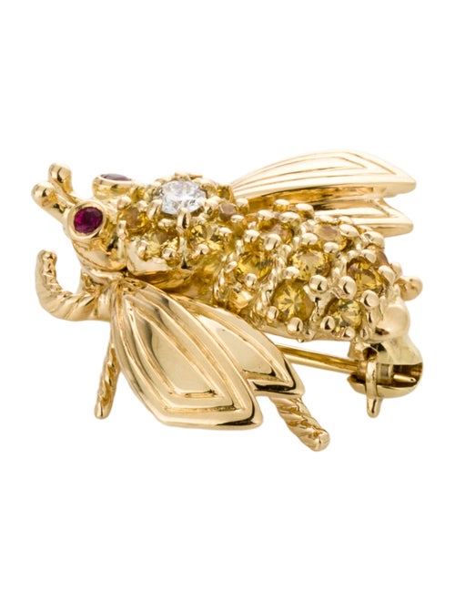 Tiffany & Co. 18K Ruby, Sapphire & Diamond Bee Brooch