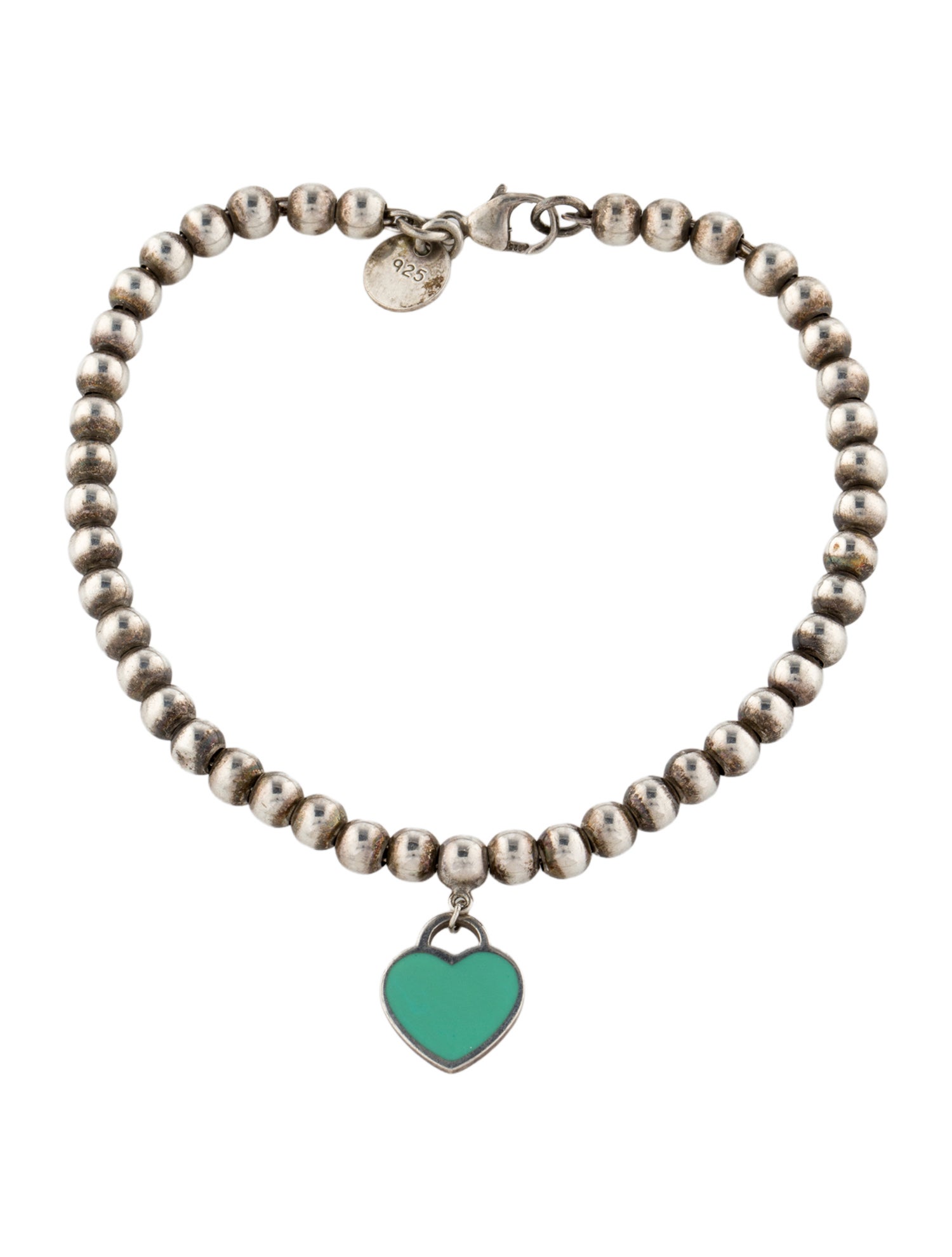 Tiffany & Co. Enamel Heart Tag Bead Bracelet