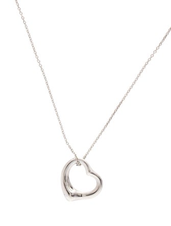 Tiffany & Co. Platinum Small Open Heart Pendant Necklace