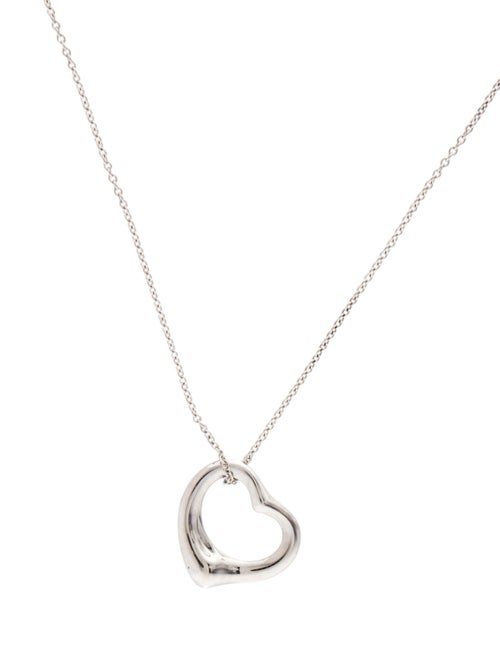 Tiffany & Co. Platinum Small Open Heart Pendant Necklace