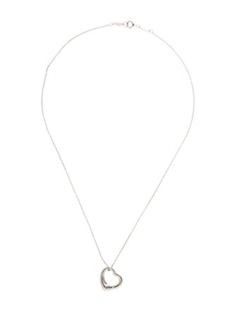 Tiffany & Co. Platinum Small Open Heart Pendant Necklace