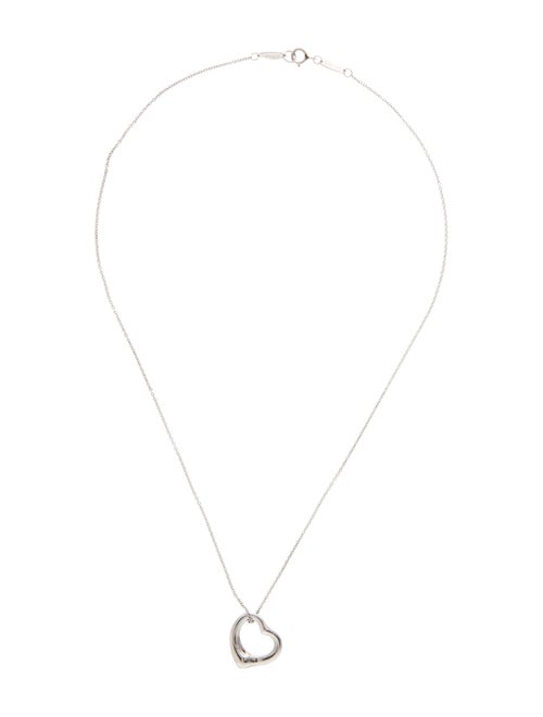 Tiffany & Co. Platinum Small Open Heart Pendant Necklace