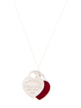 Tiffany & Co. Enamel Double Heart Pendant Necklace