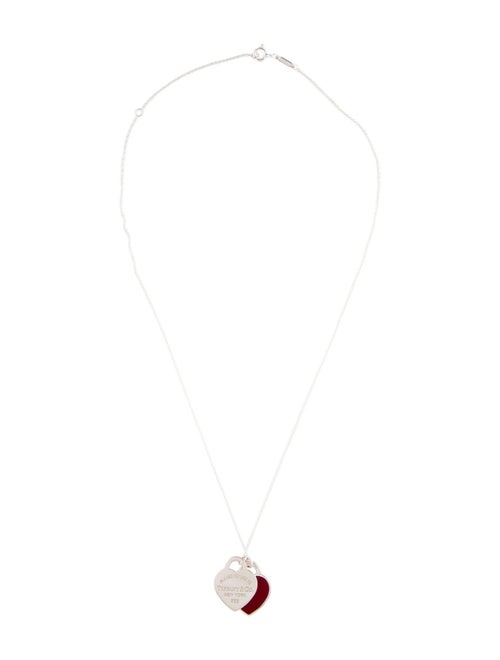 Tiffany & Co. Enamel Double Heart Pendant Necklace