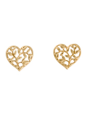 Tiffany & Co. 18K Olive Leaf Heart Earrings