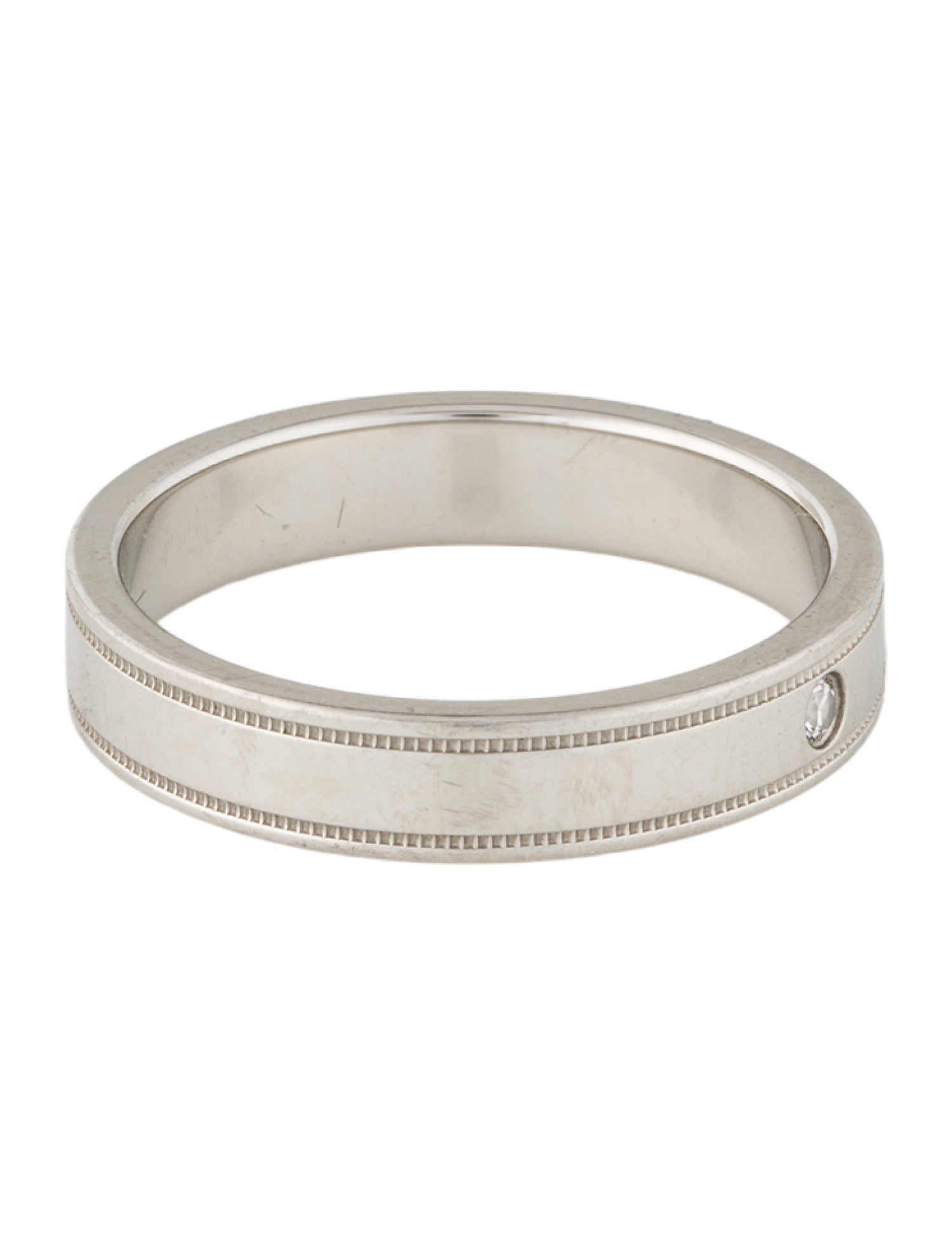 Tiffany & Co. Platinum Diamond Tiffany Together Double Milgrain Band Ring