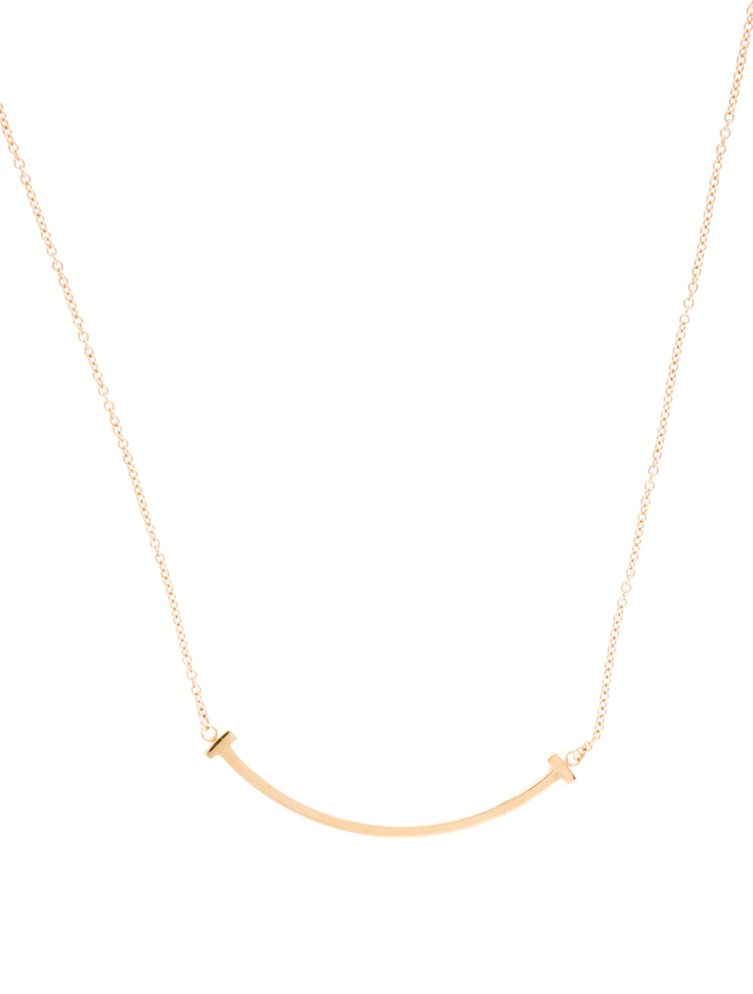 Tiffany & Co. 18K T Smile Pendant Necklace , Small