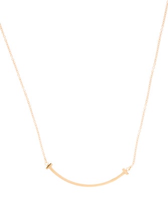 Tiffany & Co. 18K T Smile Pendant Necklace , Small