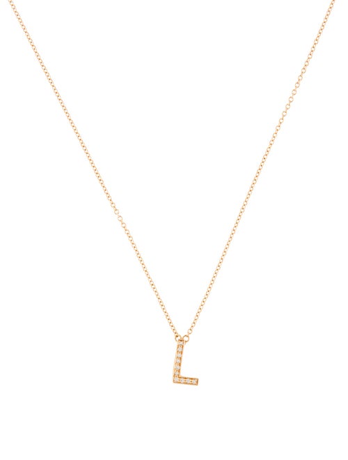 Tiffany & Co. 18K Diamond 'L' Initial Pendant Necklace