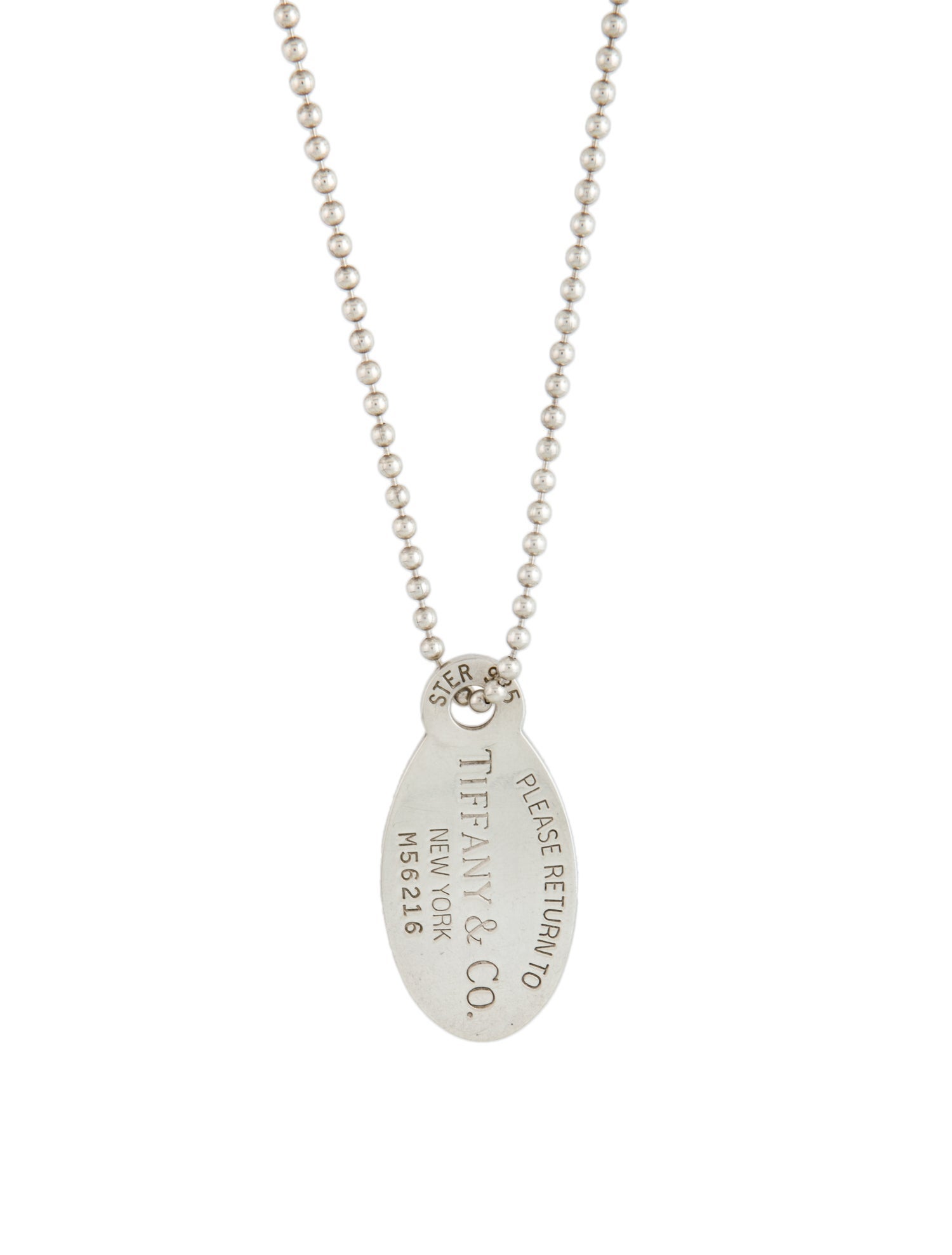 Tiffany & Co. Oval Tag Pendant Necklace