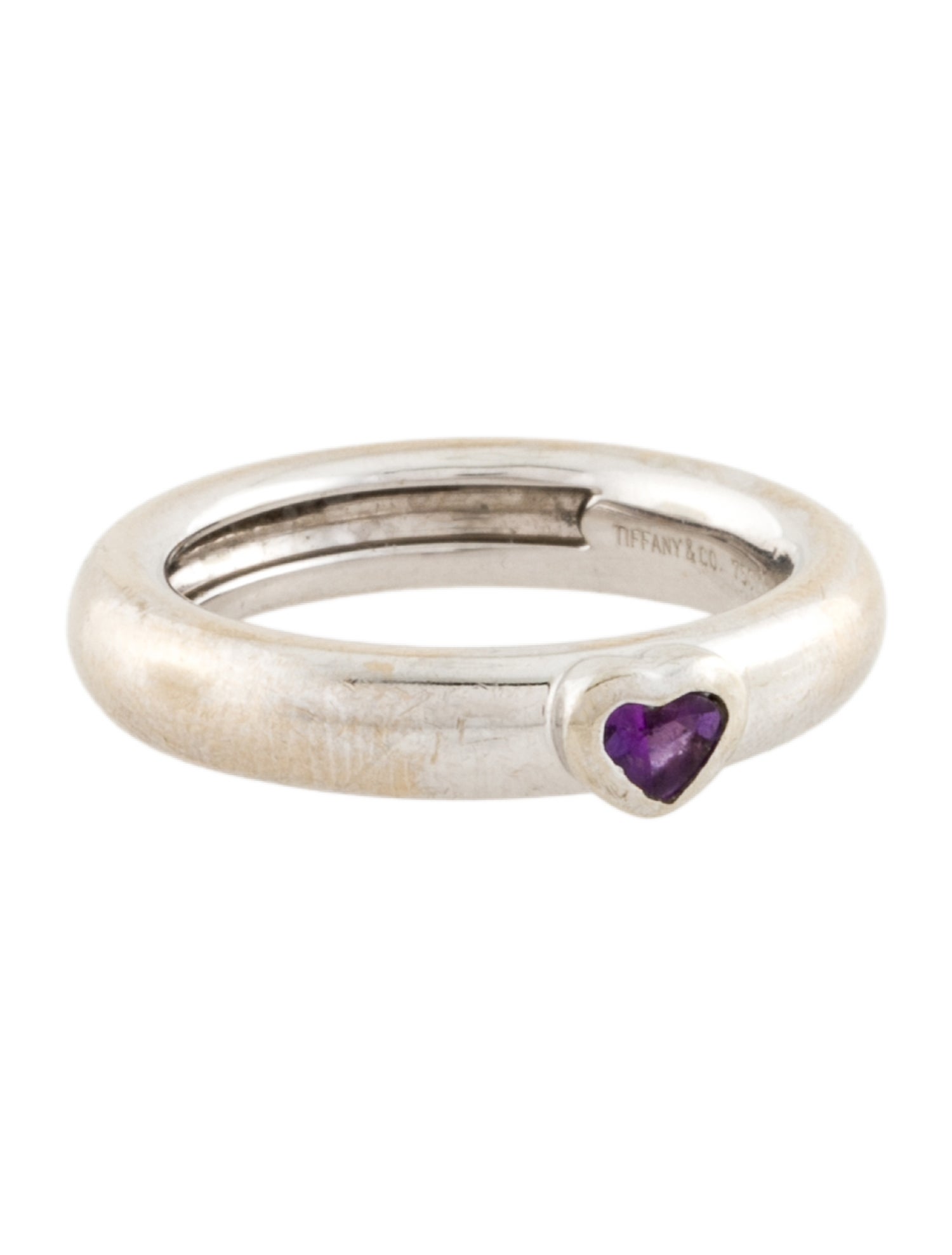 Tiffany & Co. Vintage 18K Amethyst Heart Band Ring
