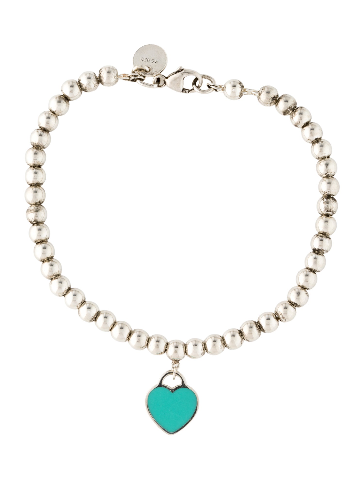 Tiffany & Co. Enamel Heart Tag Bead Bracelet