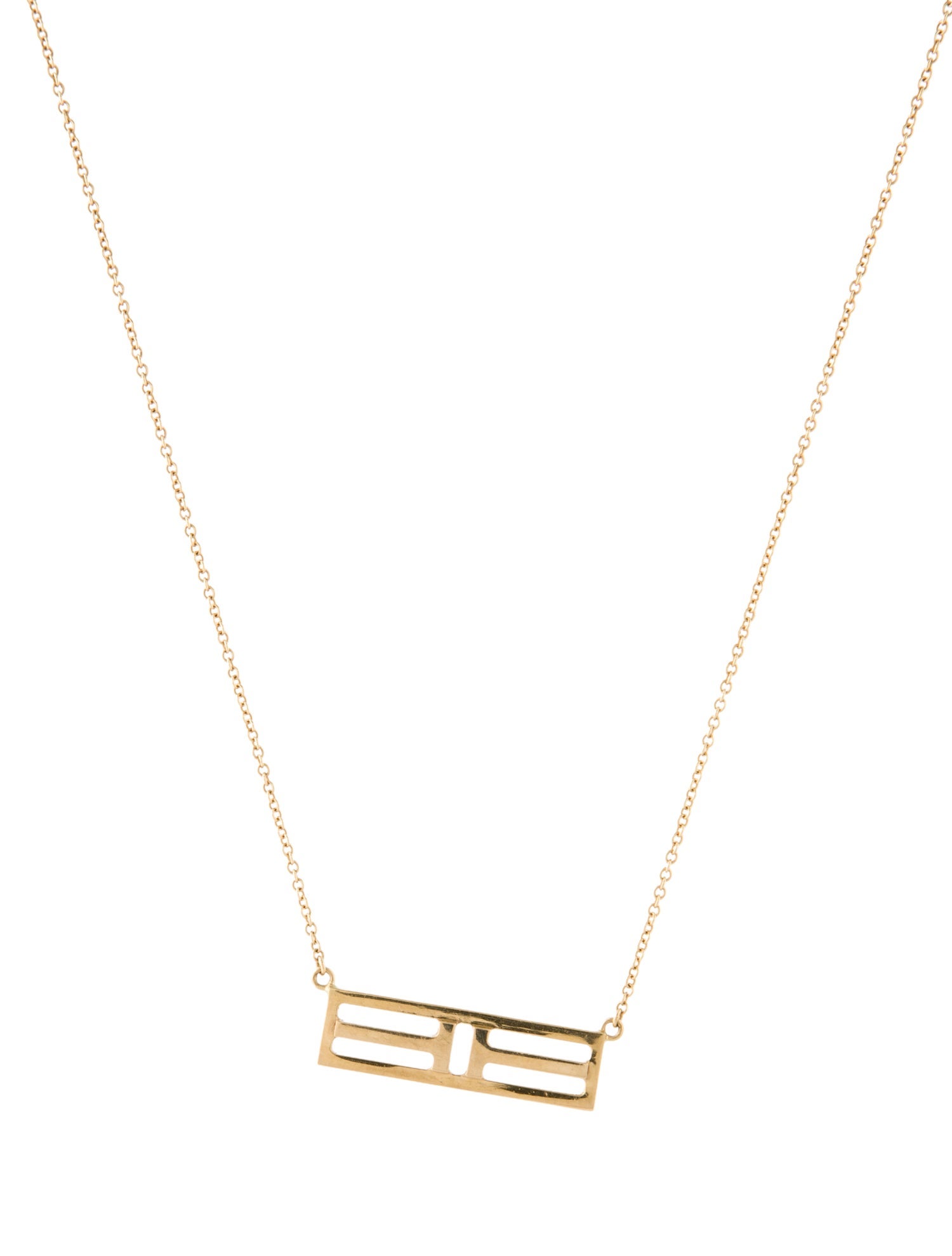 Tiffany & Co. 18K T Two Open Horizontal Bar Pendant Necklace