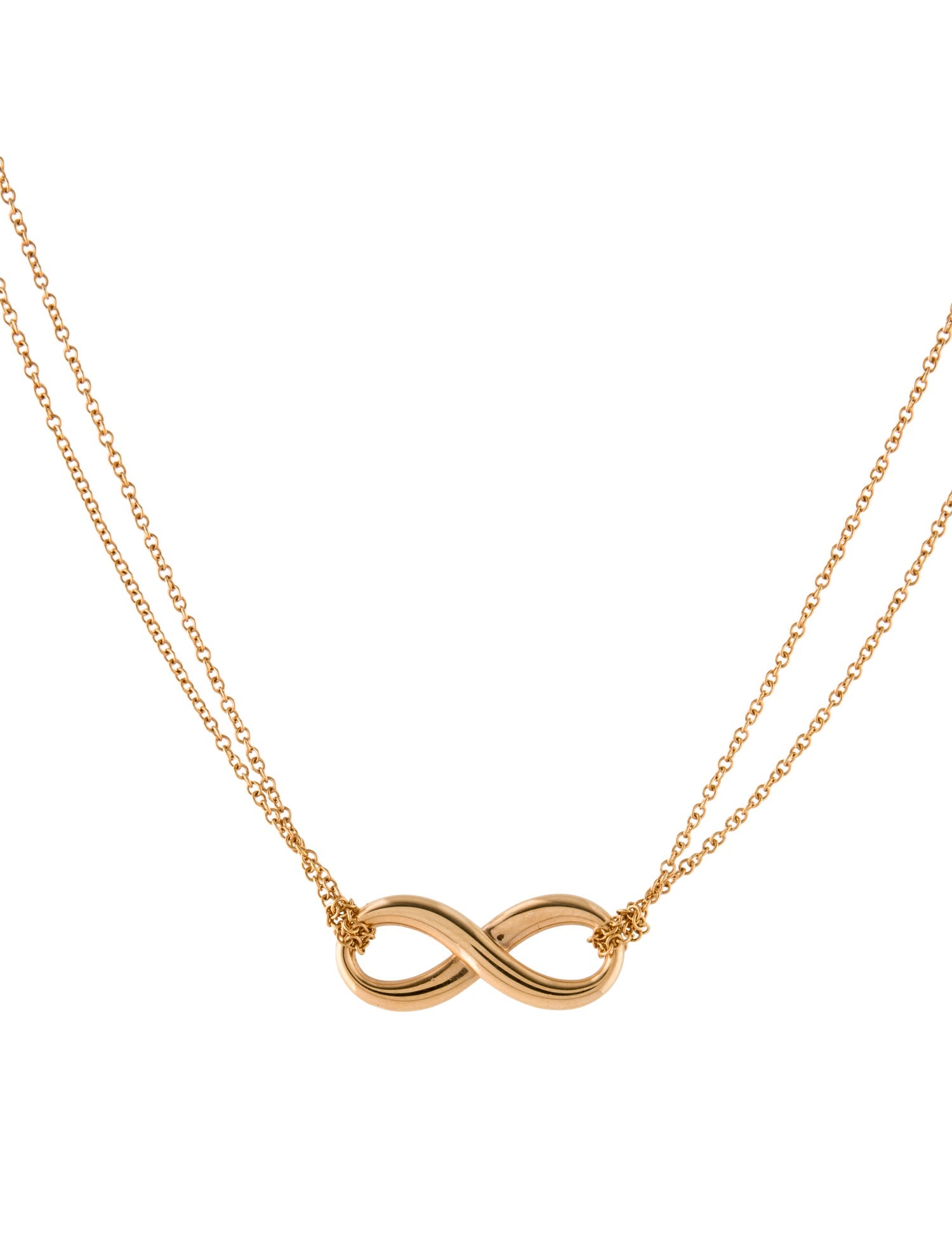 Tiffany & Co. 18K Infinity Double Chain Pendant Necklace