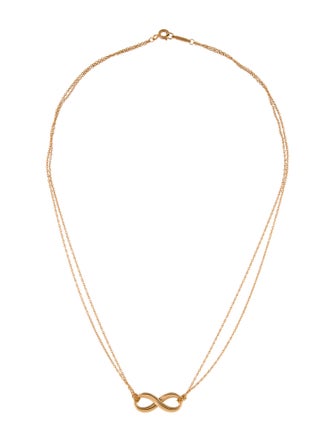 Tiffany & Co. 18K Infinity Double Chain Pendant Necklace