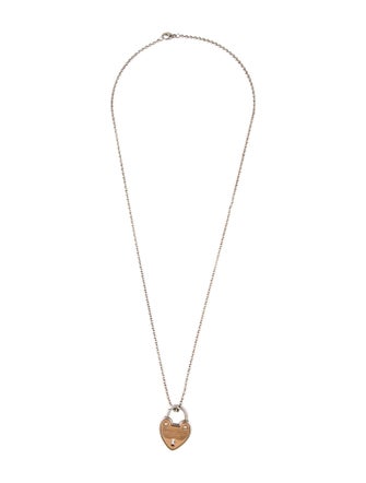 Tiffany & Co. Two-Tone Heart Lock Pendant Beaded Chain Necklace