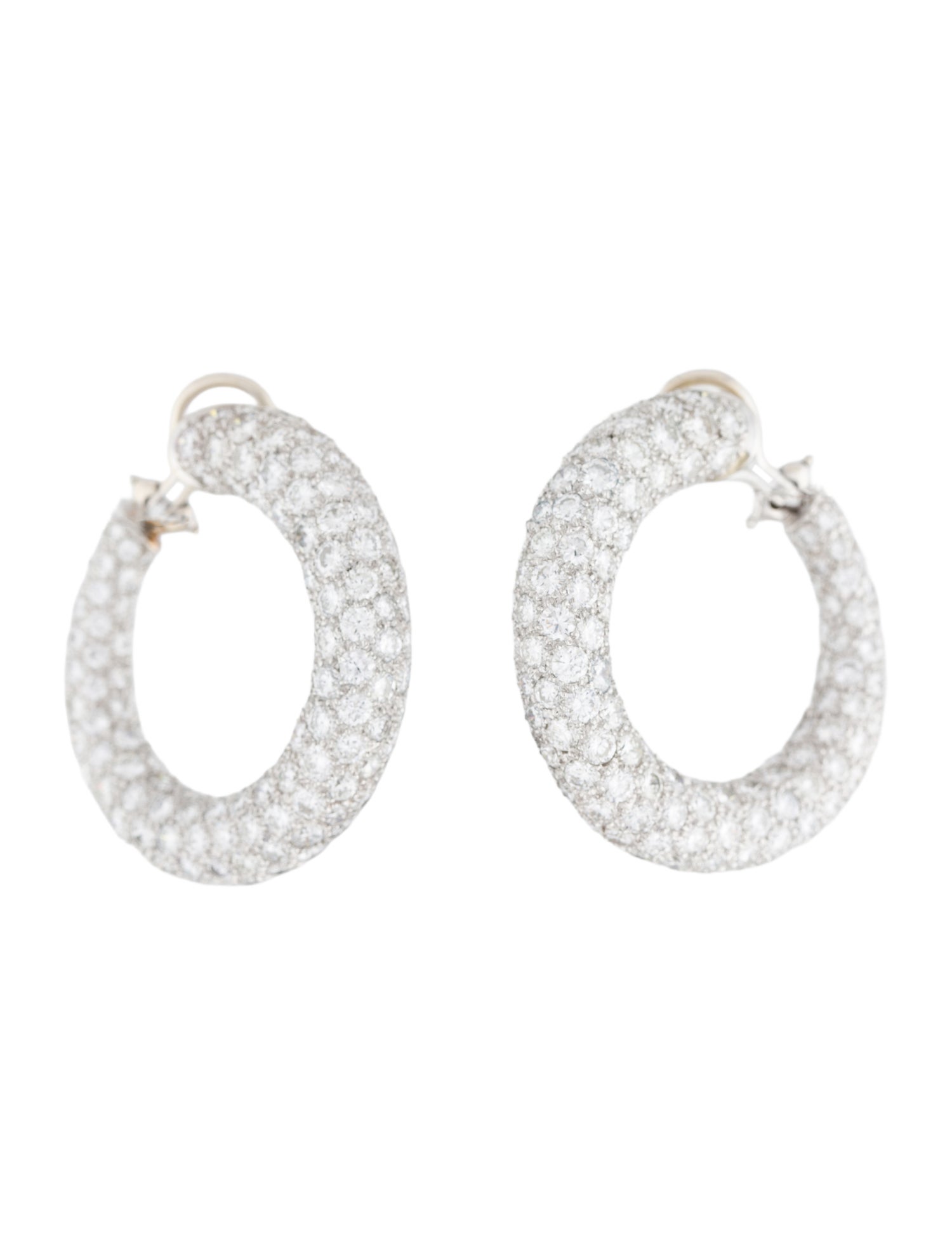 Tiffany & Co. Vintage Platinum 12.50ctw Diamond Clip-On Hoop Earrings