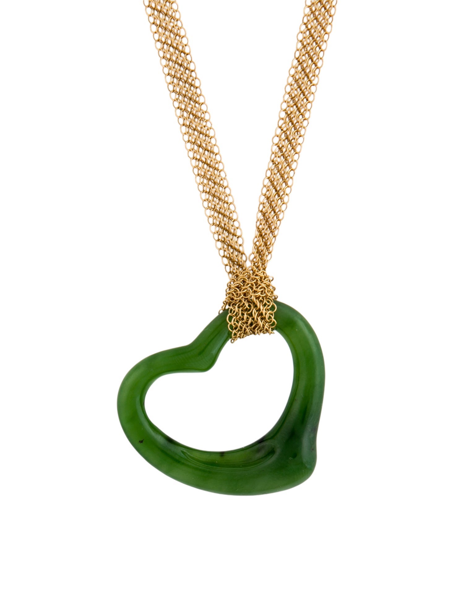 Tiffany & Co. Nephrite Open Heart Pendant Necklace