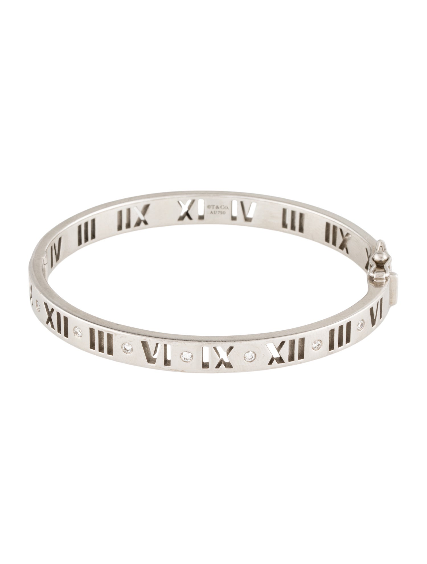 Tiffany & Co. 18K Diamond Atlas Hinged Bangle Bracelet