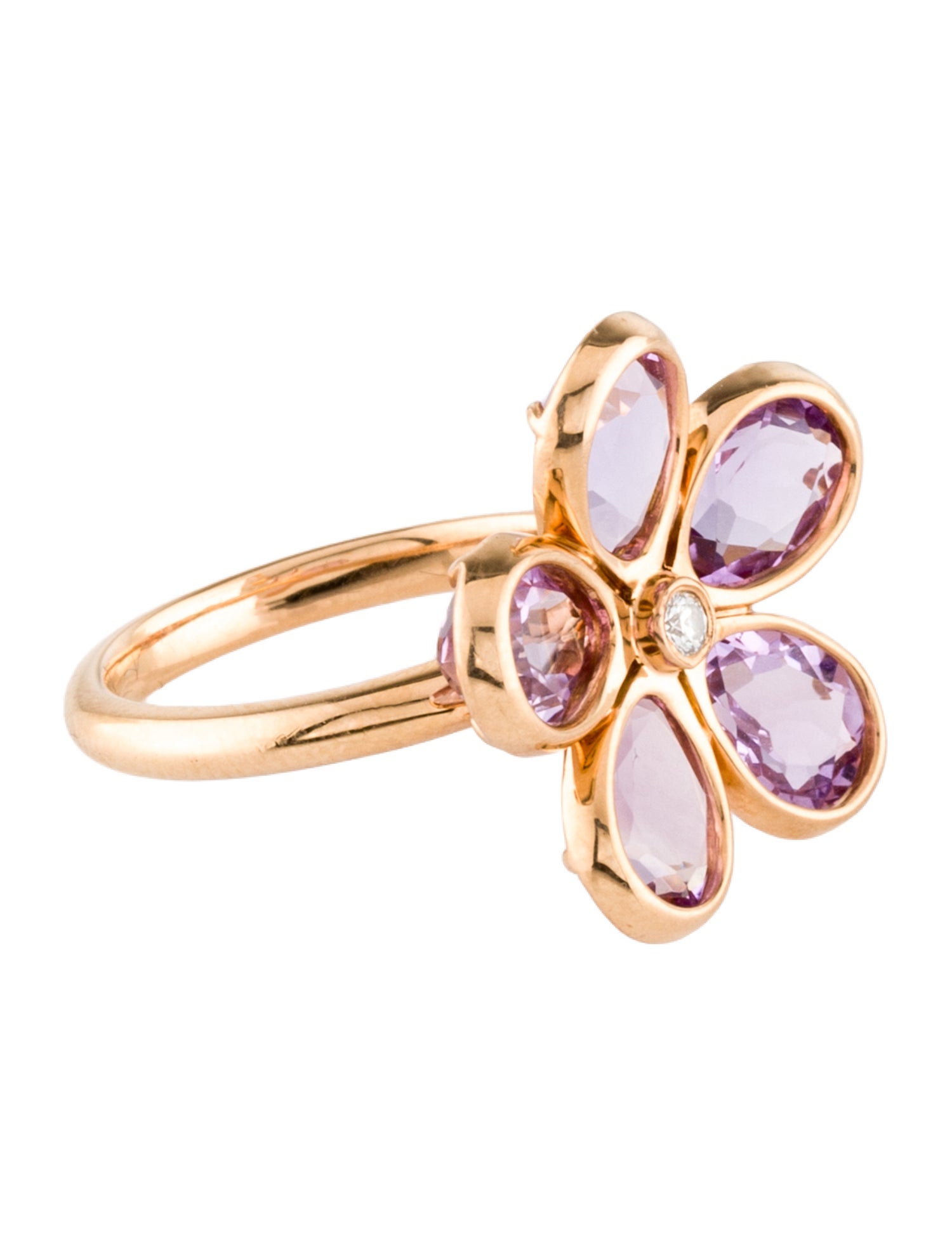 Tiffany & Co. 18K Amethyst & Diamond Sparklers Flower Ring