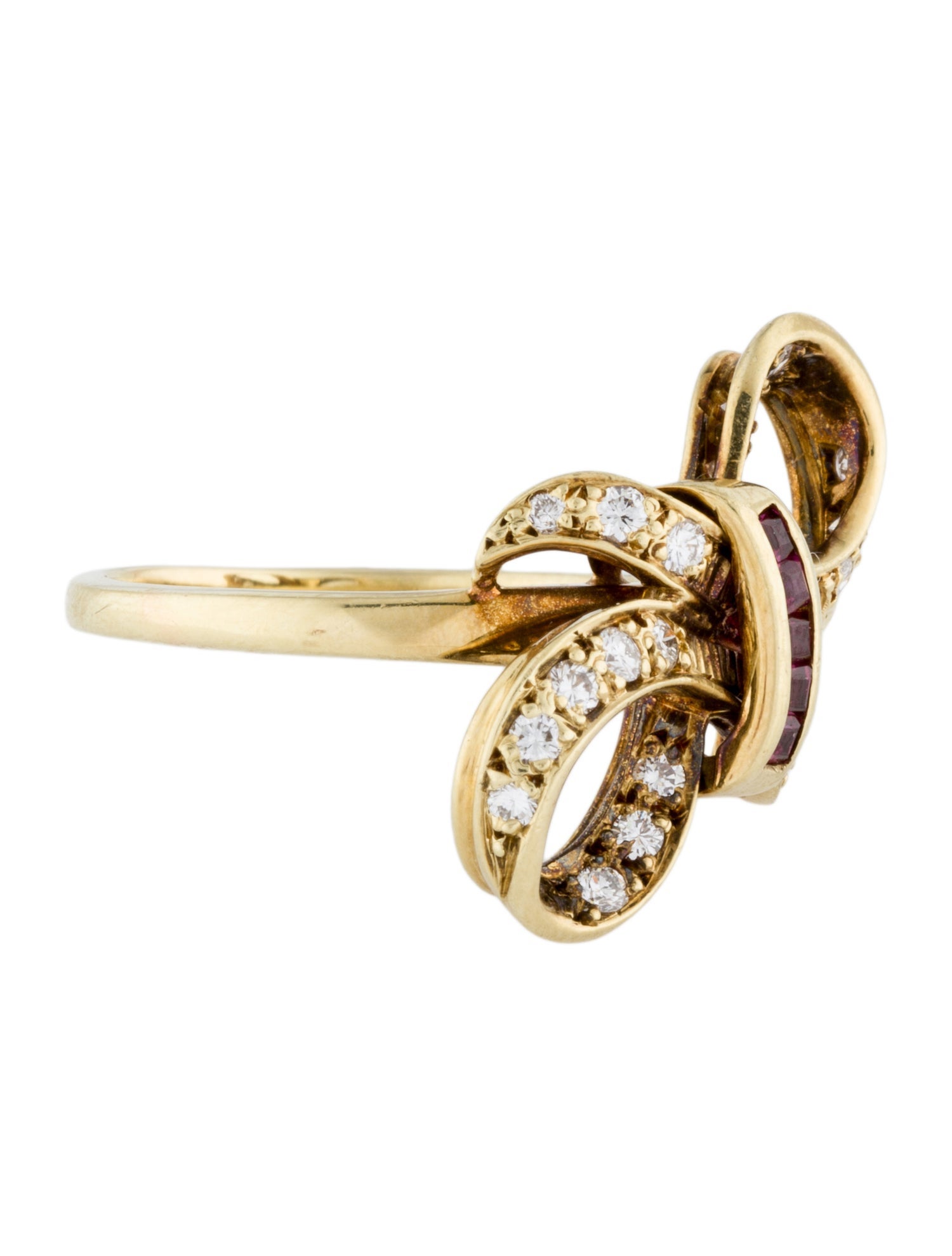 Tiffany & Co. Vintage 18K Ruby & Diamond Ribbon Bow Cocktail Ring