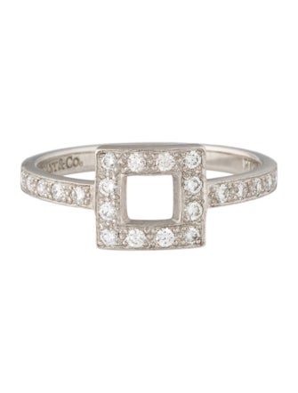 Tiffany & Co. Platinum Diamond Square Cocktail Ring