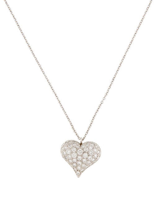 Tiffany & Co. Platinum Diamond Puffed Heart Pendant Necklace