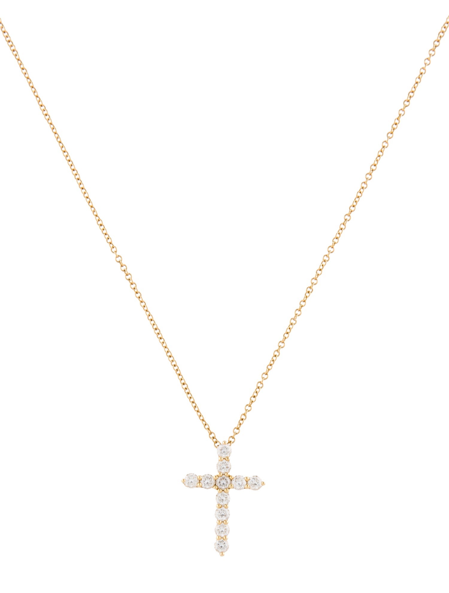 Tiffany & Co. 18K Diamond Cross Pendant Necklace