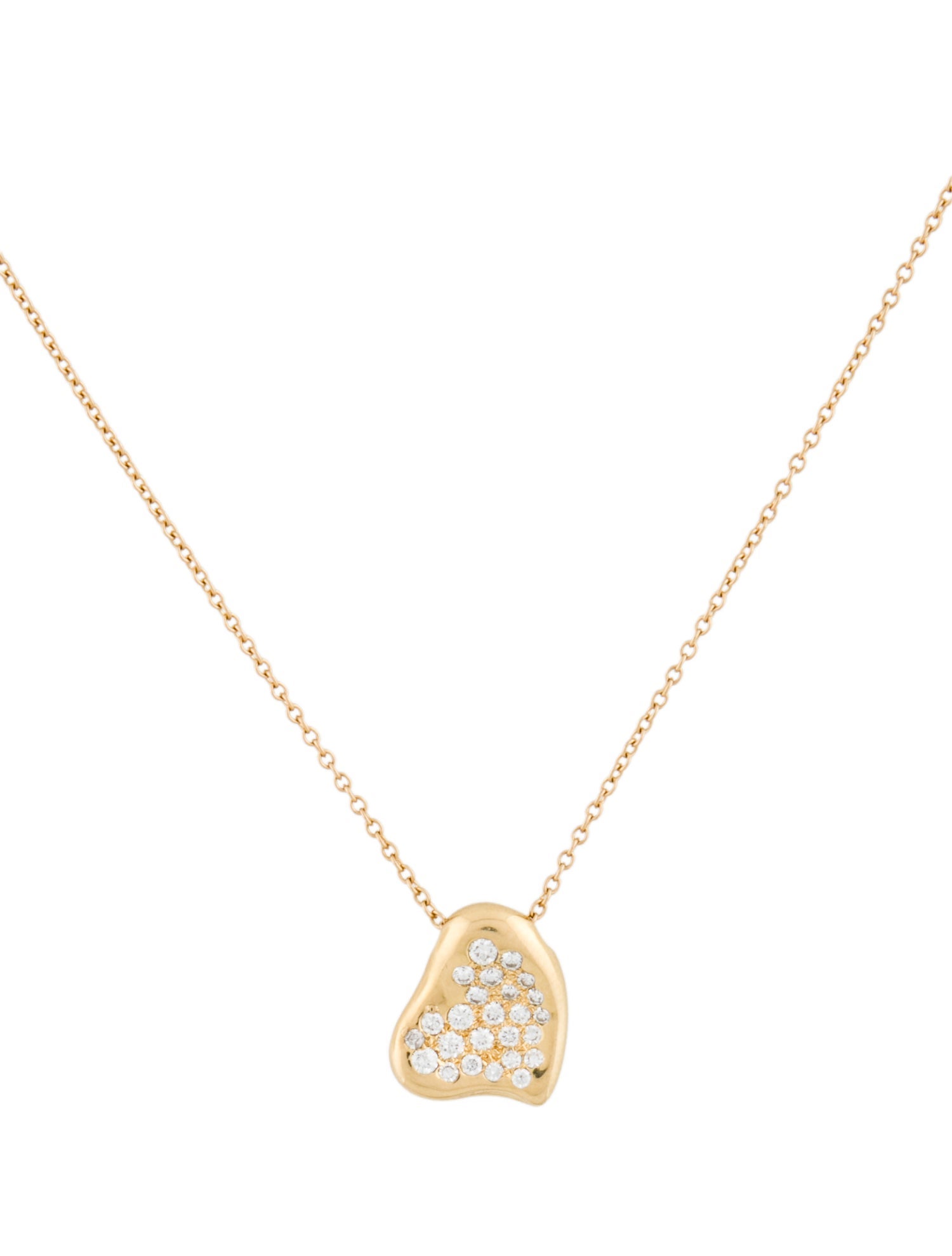 Tiffany & Co. Vintage 18K Diamond Full Heart Pendant Necklace