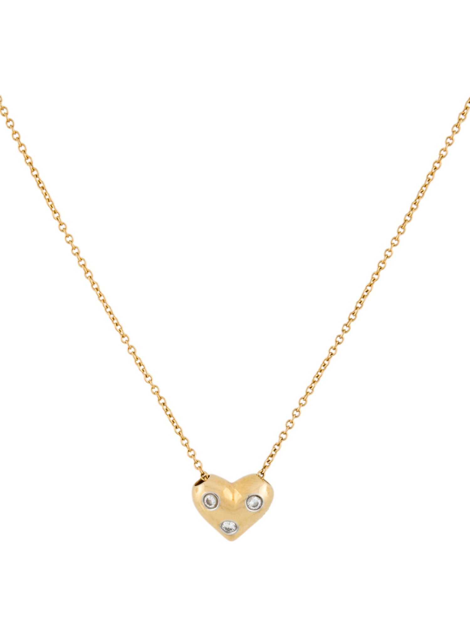 Tiffany & Co. 18K Diamond Etoile Heart Pendant Necklace