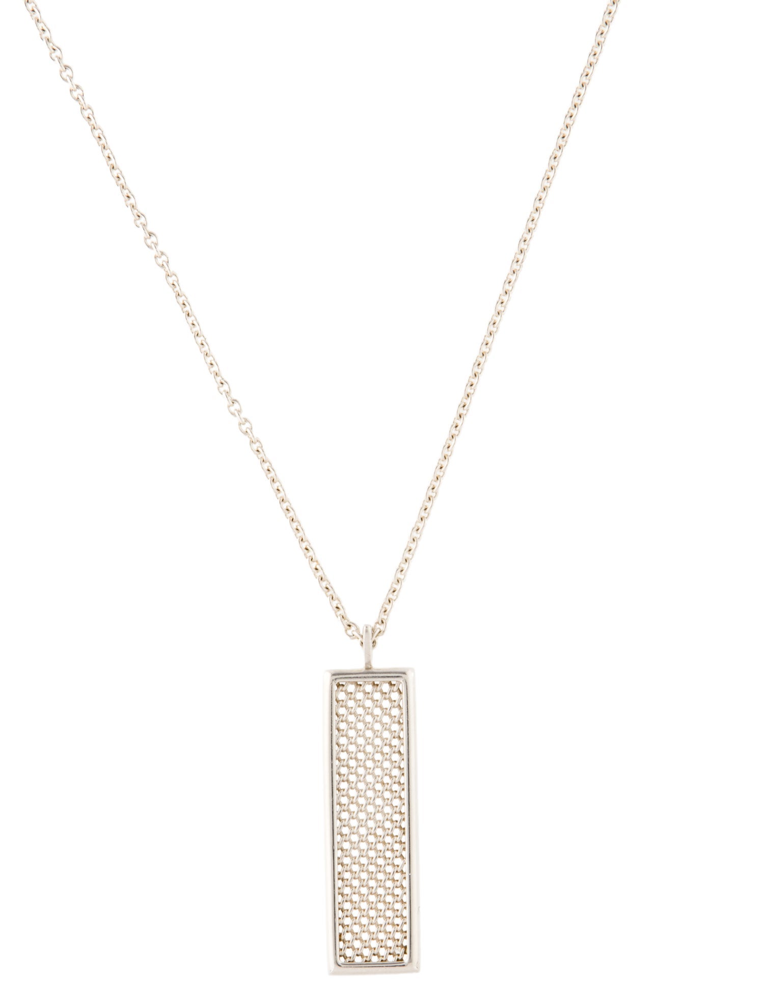 Tiffany & Co. Mesh Rectangle Pendant Necklace