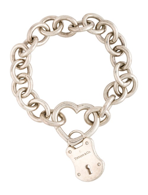 Tiffany & Co. Diamond Lock Charm on Heart Clasp Bracelet