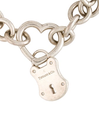Tiffany & Co. Diamond Lock Charm on Heart Clasp Bracelet