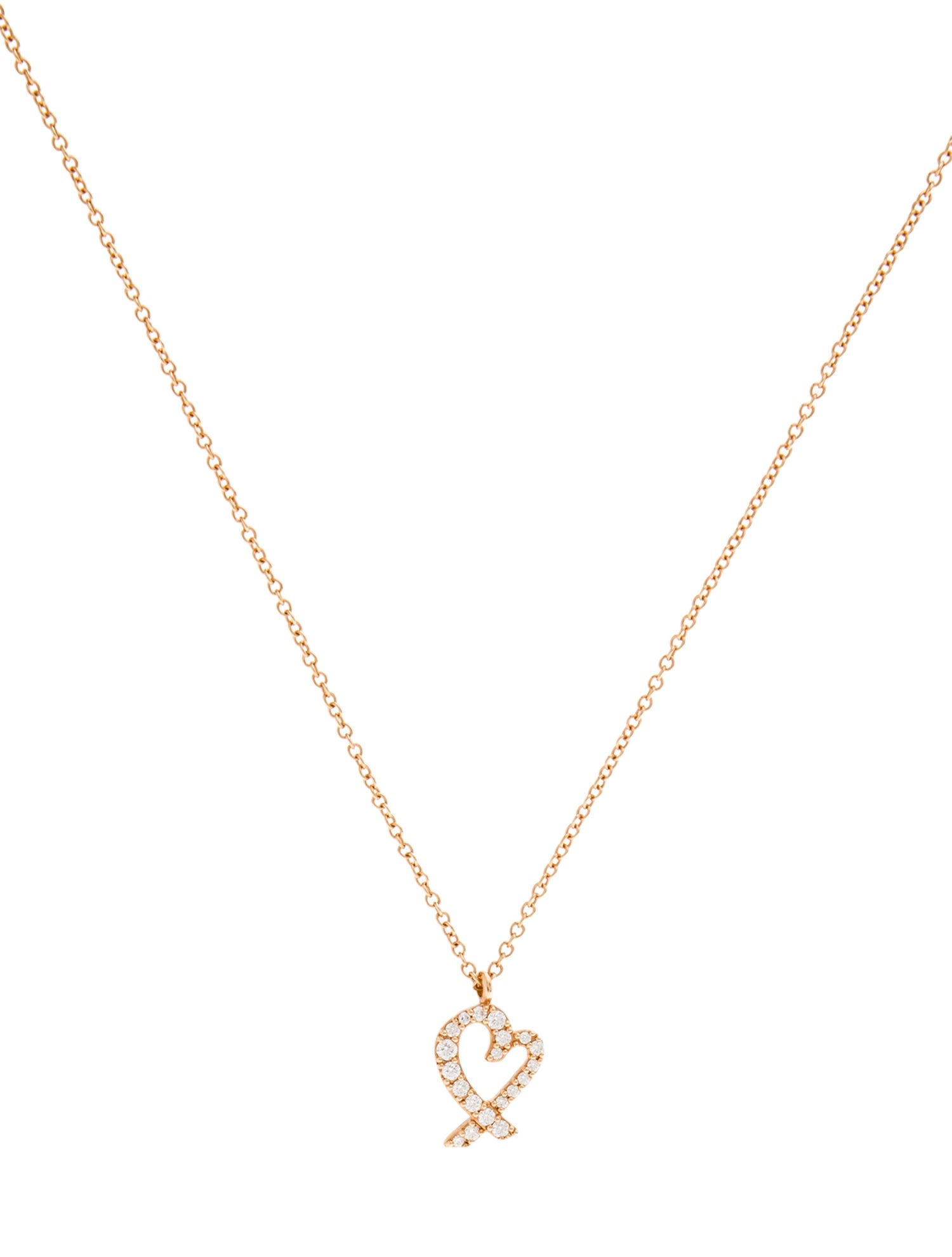 Tiffany & Co. 18K Diamond Loving Heart Pendant Necklace