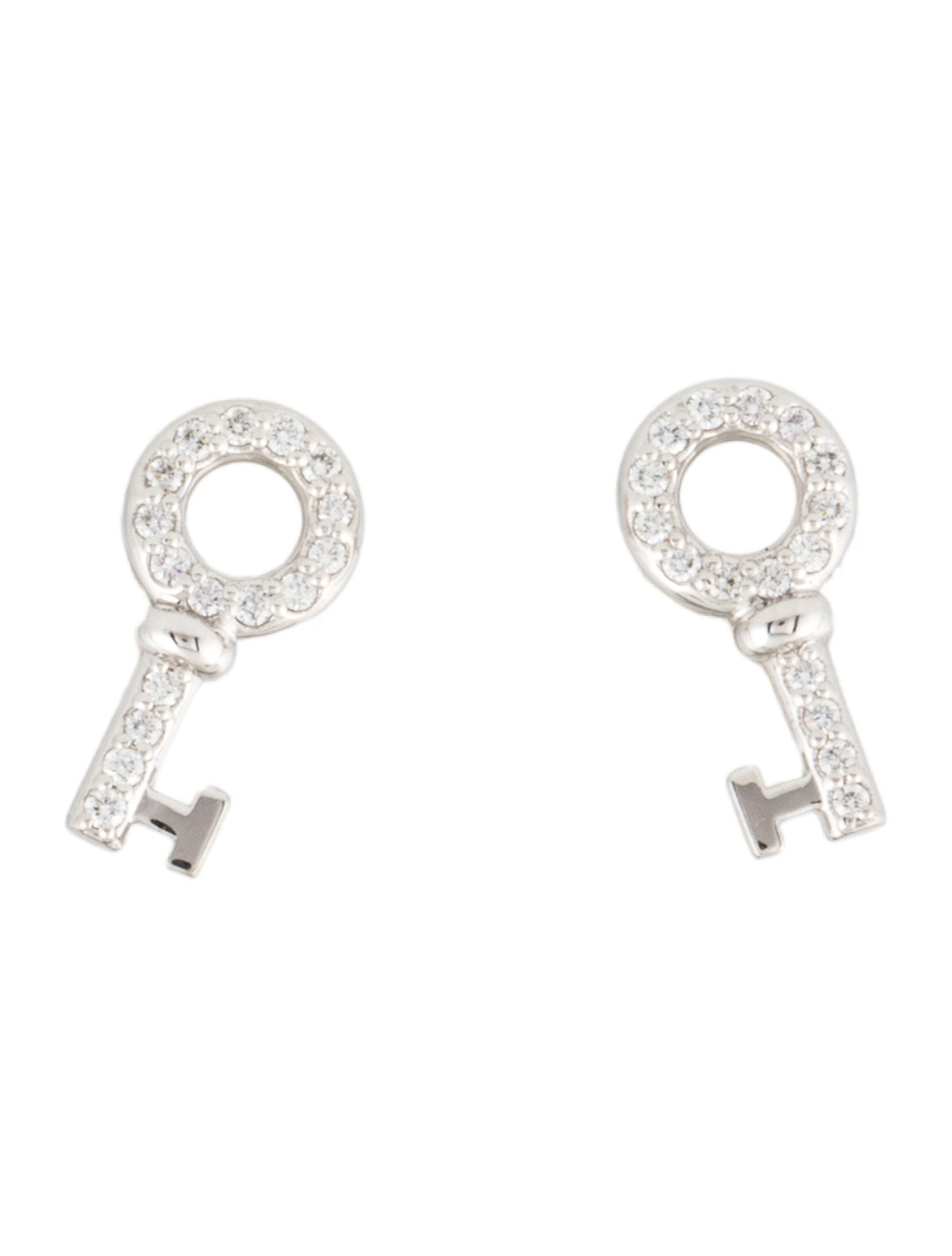 Tiffany & Co. 18K Diamond Mini Key Stud Earrings