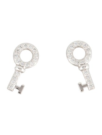 Tiffany & Co. 18K Diamond Mini Key Stud Earrings