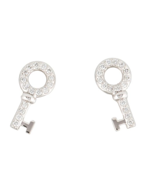 Tiffany & Co. 18K Diamond Mini Key Stud Earrings