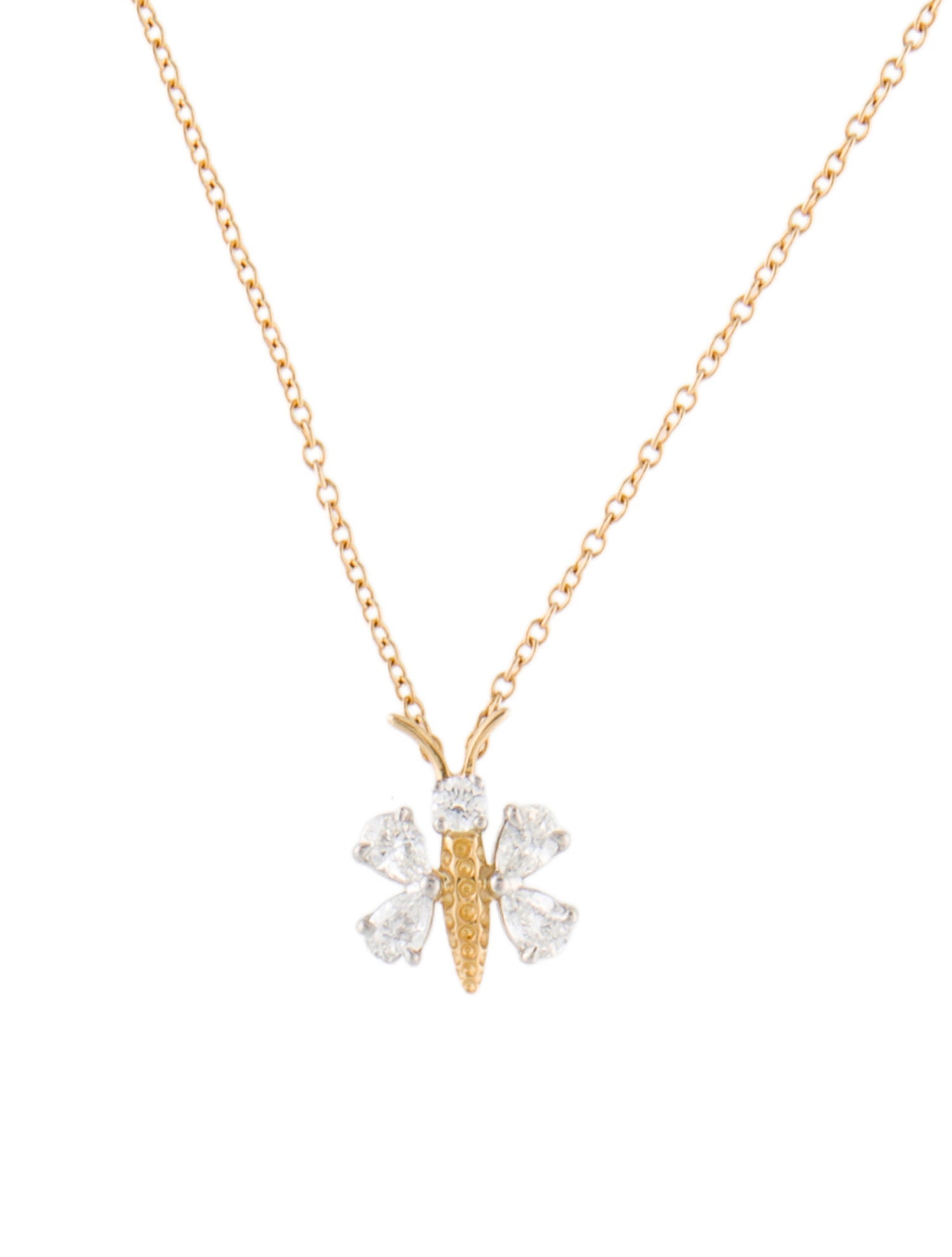 Tiffany & Co. 18K Diamond Butterfly Pendant Necklace
