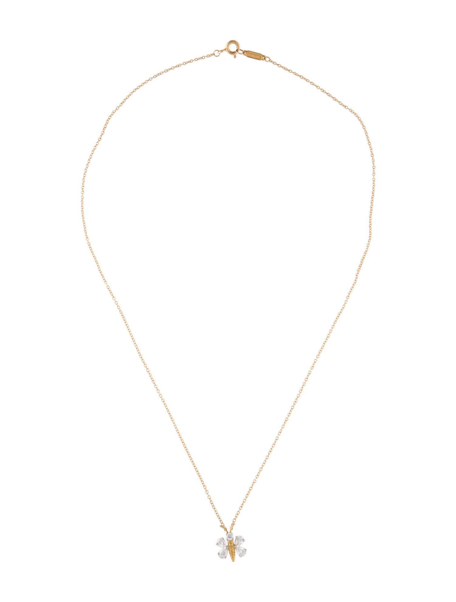 Tiffany & Co. 18K Diamond Butterfly Pendant Necklace