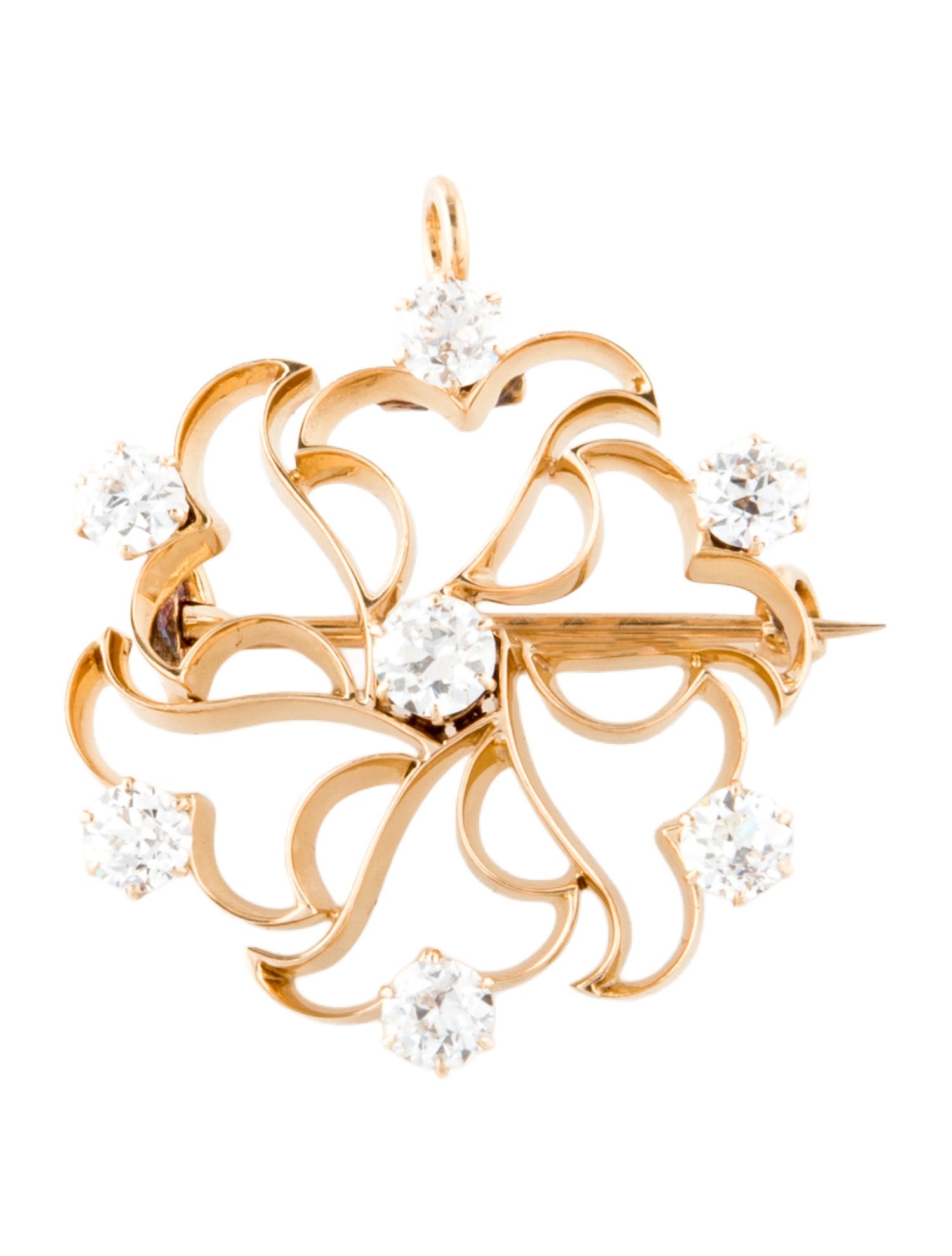 Tiffany & Co. Vintage 18K 1.72ctw Diamond Pendant Brooch