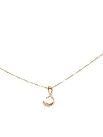 Tiffany & Co. 18K Small Alphabet Pendant 'S' Necklace