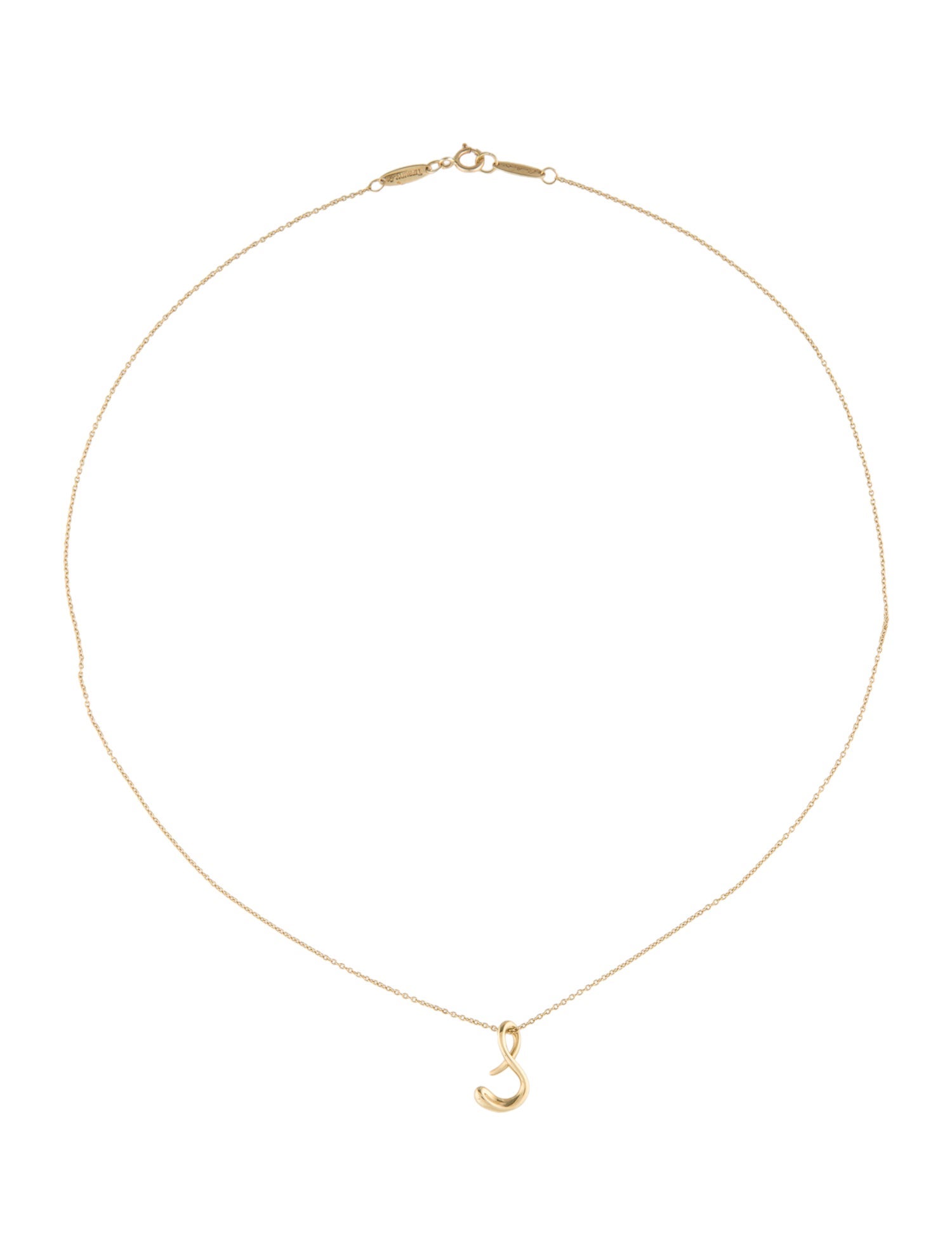 Tiffany & Co. 18K Small Alphabet Pendant 'S' Necklace