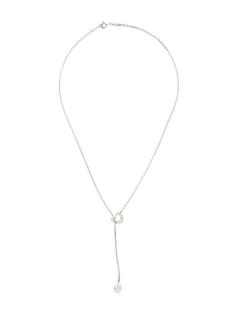 Tiffany & Co. Pearl Open Heart Lariat Necklace