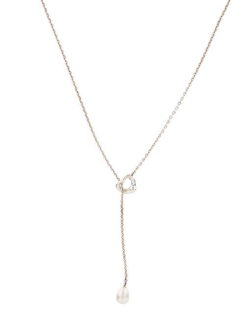 Tiffany & Co. Pearl Open Heart Lariat Necklace